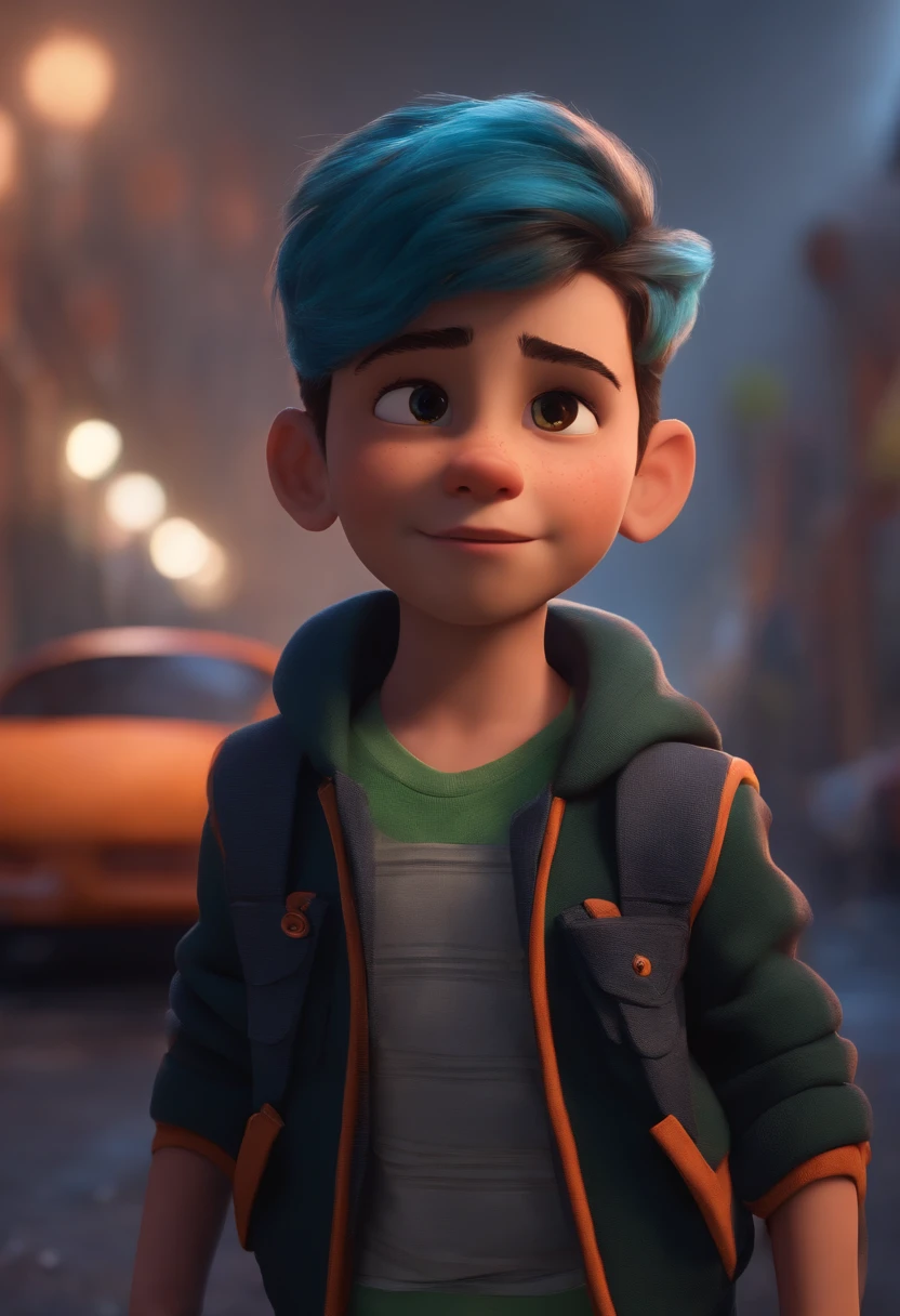 Image of a boy for a story in a YouTube video in Pixar format, He's the  allabester, He's the class leader, He's outgoing, Playful and gets up for a lot of things, He is also a street racer