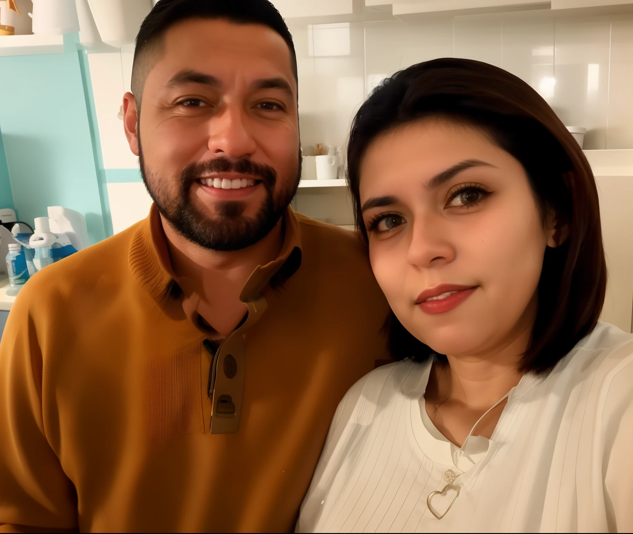 There's a man and a woman taking a selfie in a hallway, imagem de perfil, Postagem 4k, 4 k post, Fotografia selfie 8k, imagem interna, Directed by: Nandor Soldier, par, Karla Ortiz, andres rios, Foto realista, In Sao Paulo, Marischa Becker, Directed by: David Ruby, david rios ferreira, Noite!