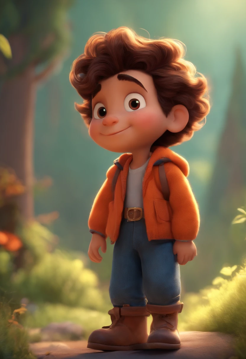 Image of a boy for a story in a YouTube video in Pixar format, He's the allabester, He's the class leader, He's outgoing, Playful and gets up for a lot of things, cabelo curto