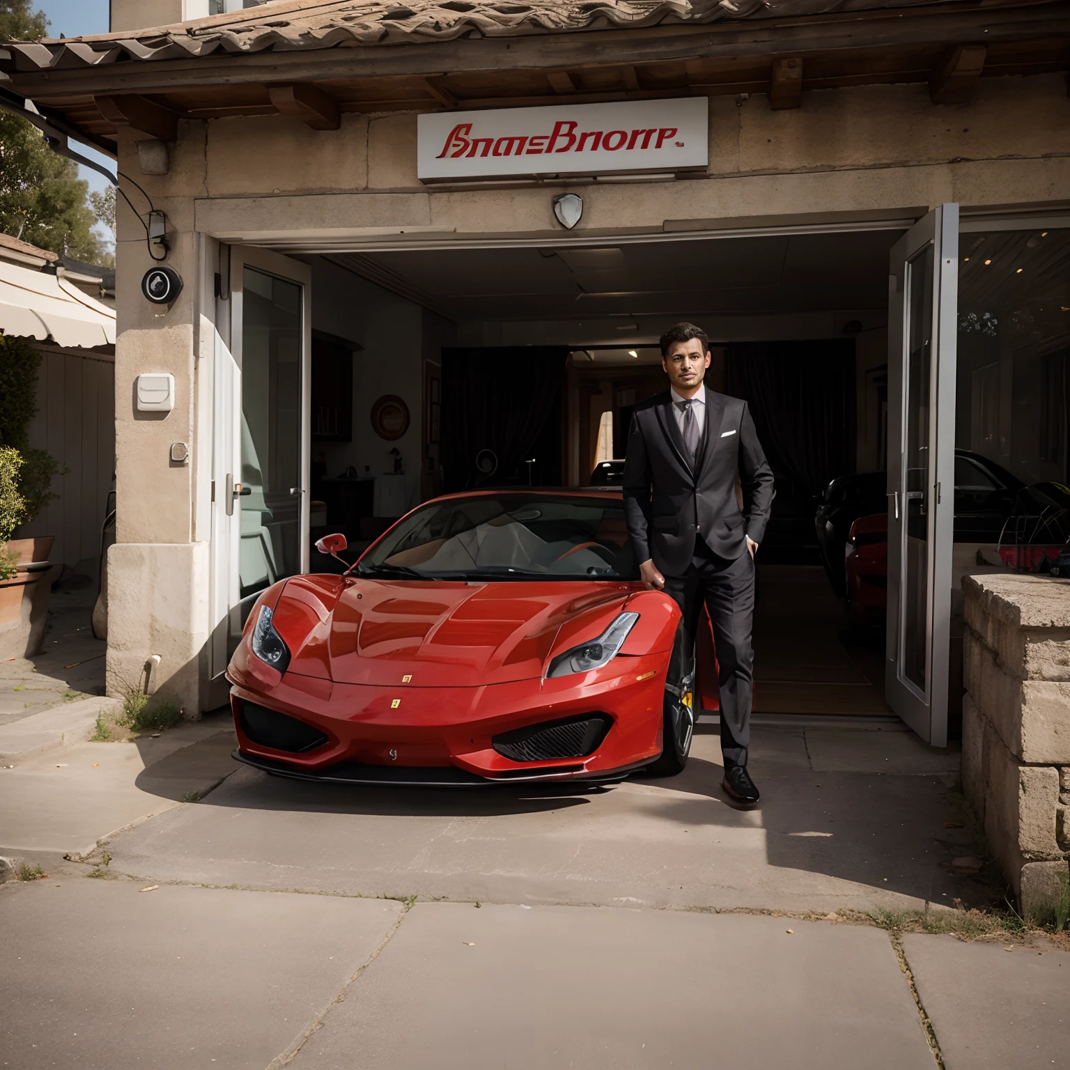 A man who represents the Ferrari car brand