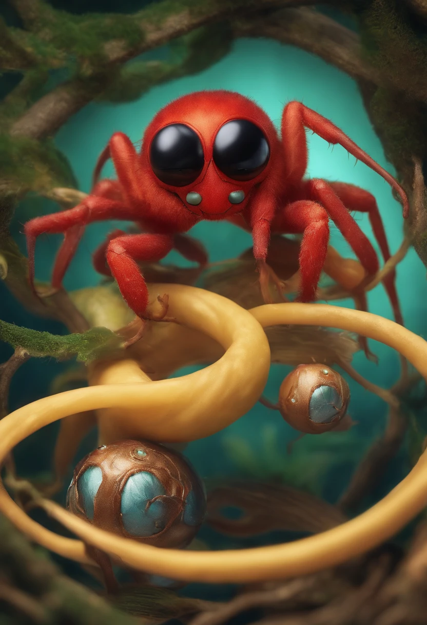 pokemom aranha com olhos de mosca e bigode esfiapado com fardo de feno nas costas
