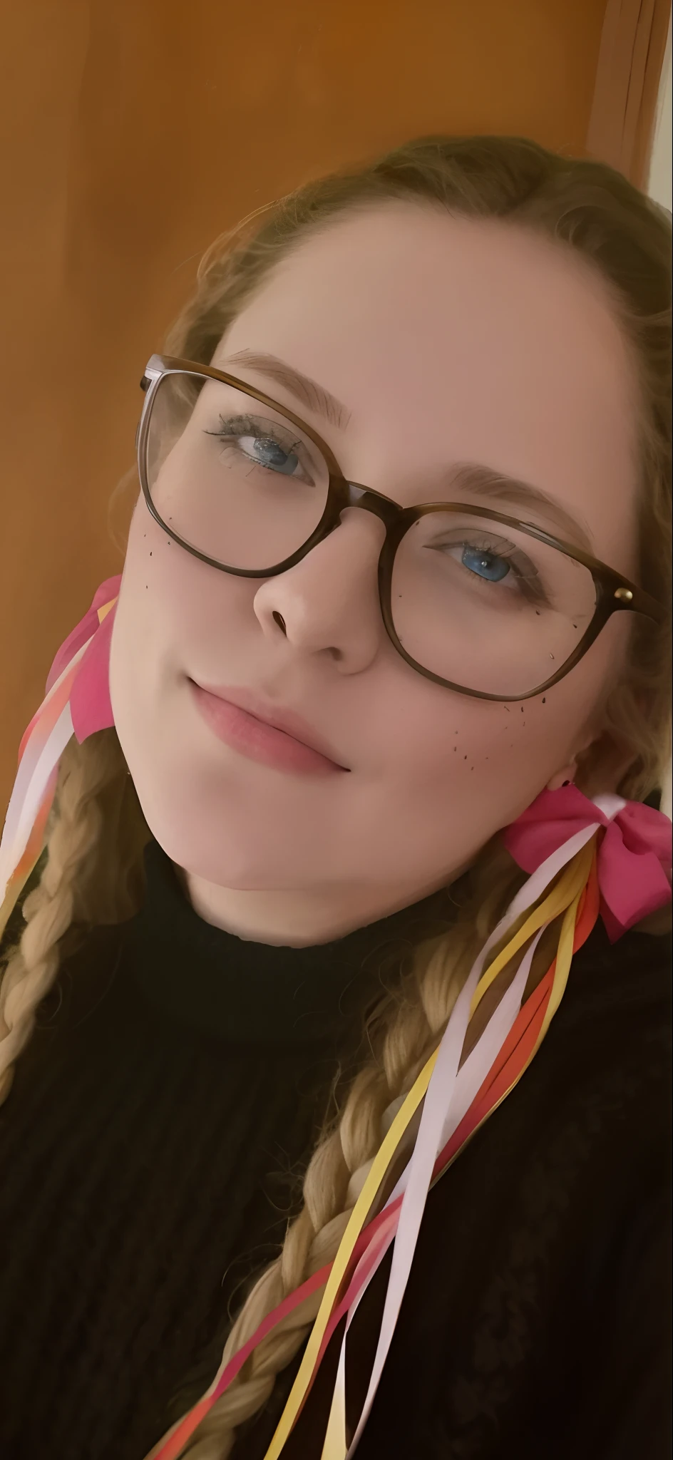 Masterpiece, absurdres,HDR ,highly detailed eyes and face,smiling, beautiful nod_woman, a woman with long blonde hair and a black sweater ,perfect nod_body,perfect nod_face,