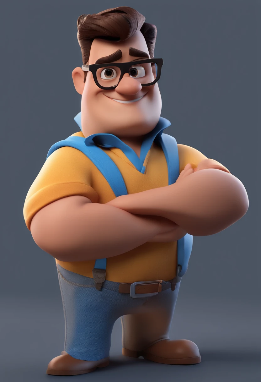 Cartoon character of a man with black glasses and a blue shirt, animation character, Caractere estilizado, animation style rendering, 3D estilizado, Arnold Maya render, 3 d render stylized, toon render keyshot, Personagem 3D, Personagem 3D, 3d rendering stylized, 3 d character render, personagem de desenho animado, Personagem de close up, Pose de personagem, (Estilo Pixar) (master part:1.2) (Bokeh) (best quality) (pele detalhada) (textura detalhada) (8k) (argila) (Cinematic lighting) (foco nítido