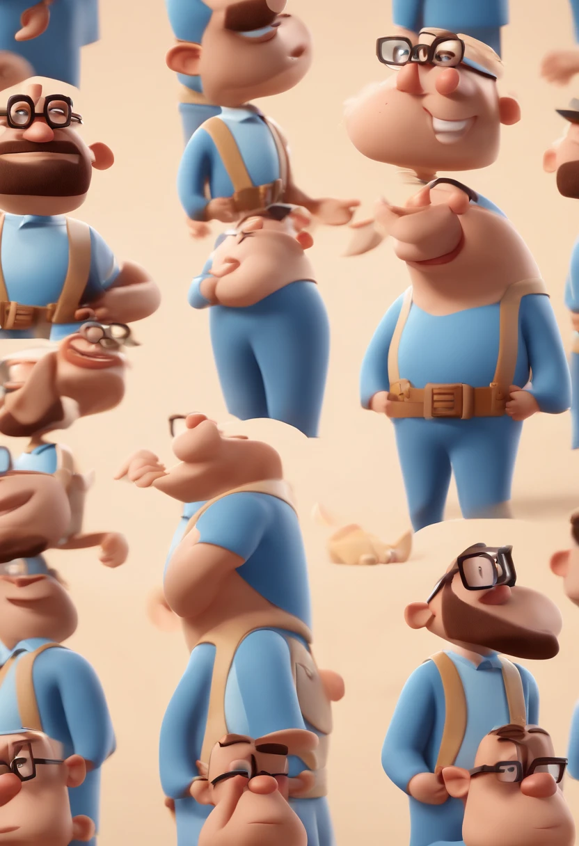 Cartoon character of a man with black glasses and a blue shirt, animation character, Caractere estilizado, animation style rendering, 3D estilizado, Arnold Maya render, 3 d render stylized, toon render keyshot, Personagem 3D, Personagem 3D, 3d rendering stylized, 3 d character render, personagem de desenho animado, Personagem de close up, Pose de personagem, (Estilo Pixar) (master part:1.2) (Bokeh) (best quality) (pele detalhada) (textura detalhada) (8k) (argila) (Cinematic lighting) (foco nítido