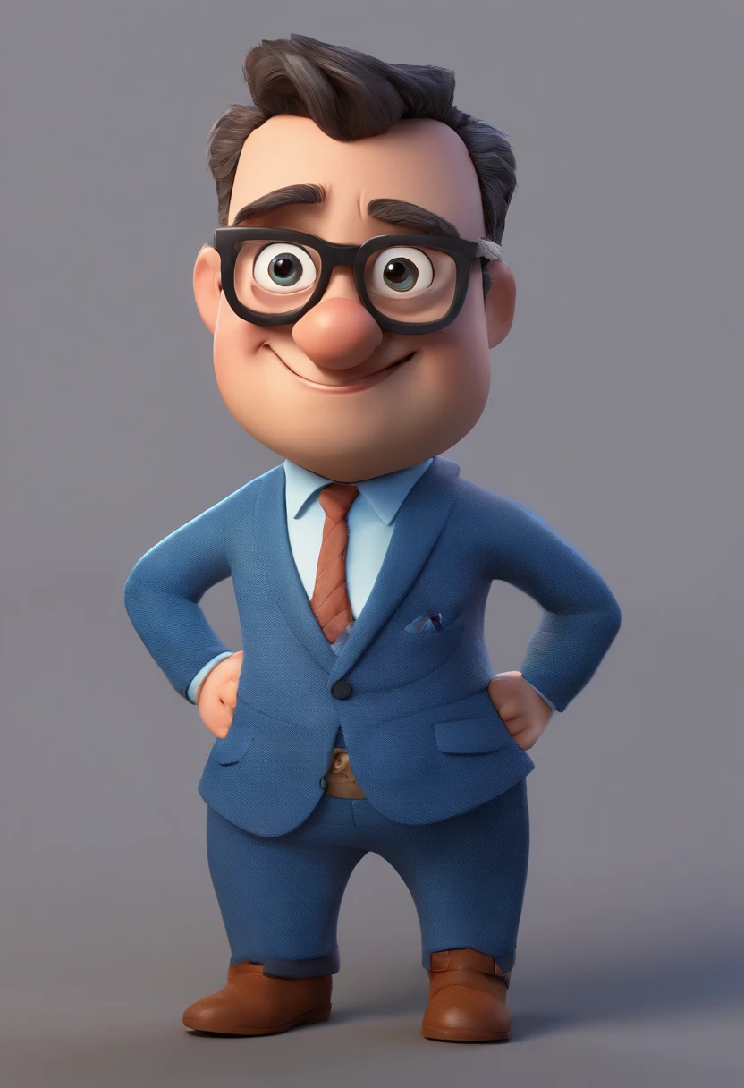 Cartoon character of a man with black glasses and a blue shirt, animation character, Caractere estilizado, animation style rendering, 3D estilizado, Arnold Maya render, 3 d render stylized, toon render keyshot, Personagem 3D, Personagem 3D, 3d rendering stylized, 3 d character render, personagem de desenho animado, Personagem de close up, Pose de personagem,  (Estilo Pixar) (master part:1.2) (Bokeh) (best quality) (pele detalhada) (textura detalhada) (8k) (argila) (Cinematic lighting) (foco nítido