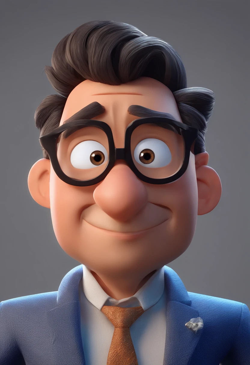 Cartoon character of a man with black glasses and a blue shirt, animation character, Caractere estilizado, animation style rendering, 3D estilizado, Arnold Maya render, 3 d render stylized, toon render keyshot, Personagem 3D, Personagem 3D, 3d rendering stylized, 3 d character render, personagem de desenho animado, Personagem de close up, Pose de personagem, (Estilo Pixar) (master part:1.2) (Bokeh) (best quality) (pele detalhada) (textura detalhada) (8k) (argila) (Cinematic lighting) (foco nítido