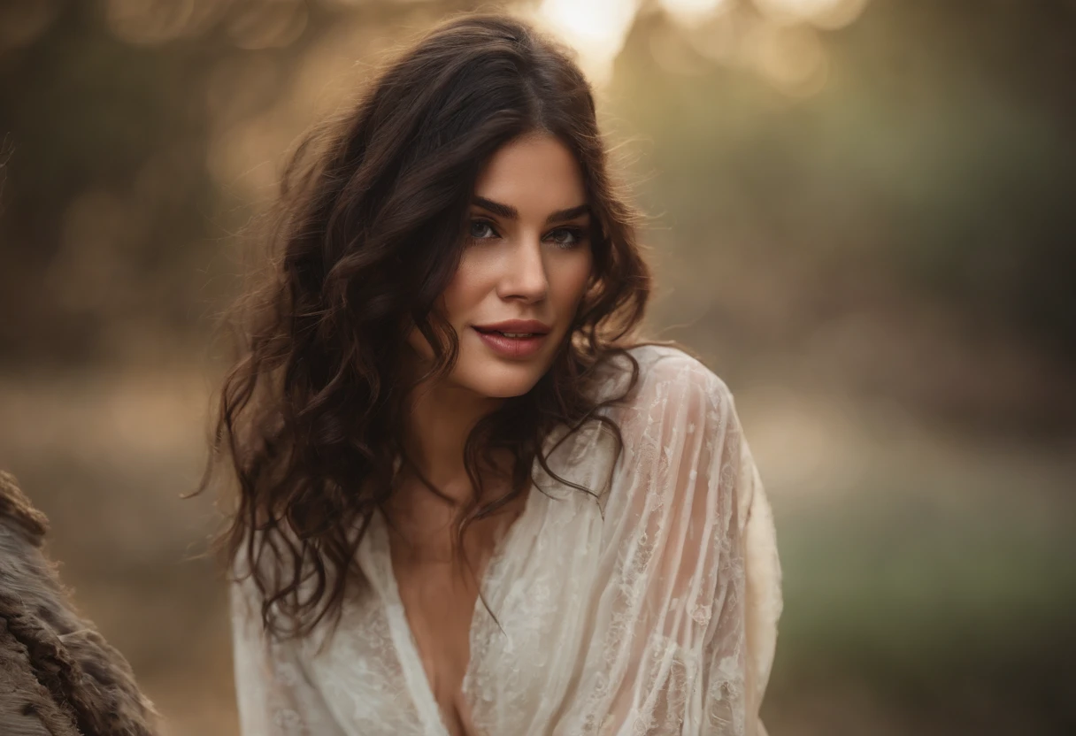 Imagen de mujer delgada, caderas anchas, trasero grande, pecho medio, small waist, piel blanca, long black hair and amber brown eyes