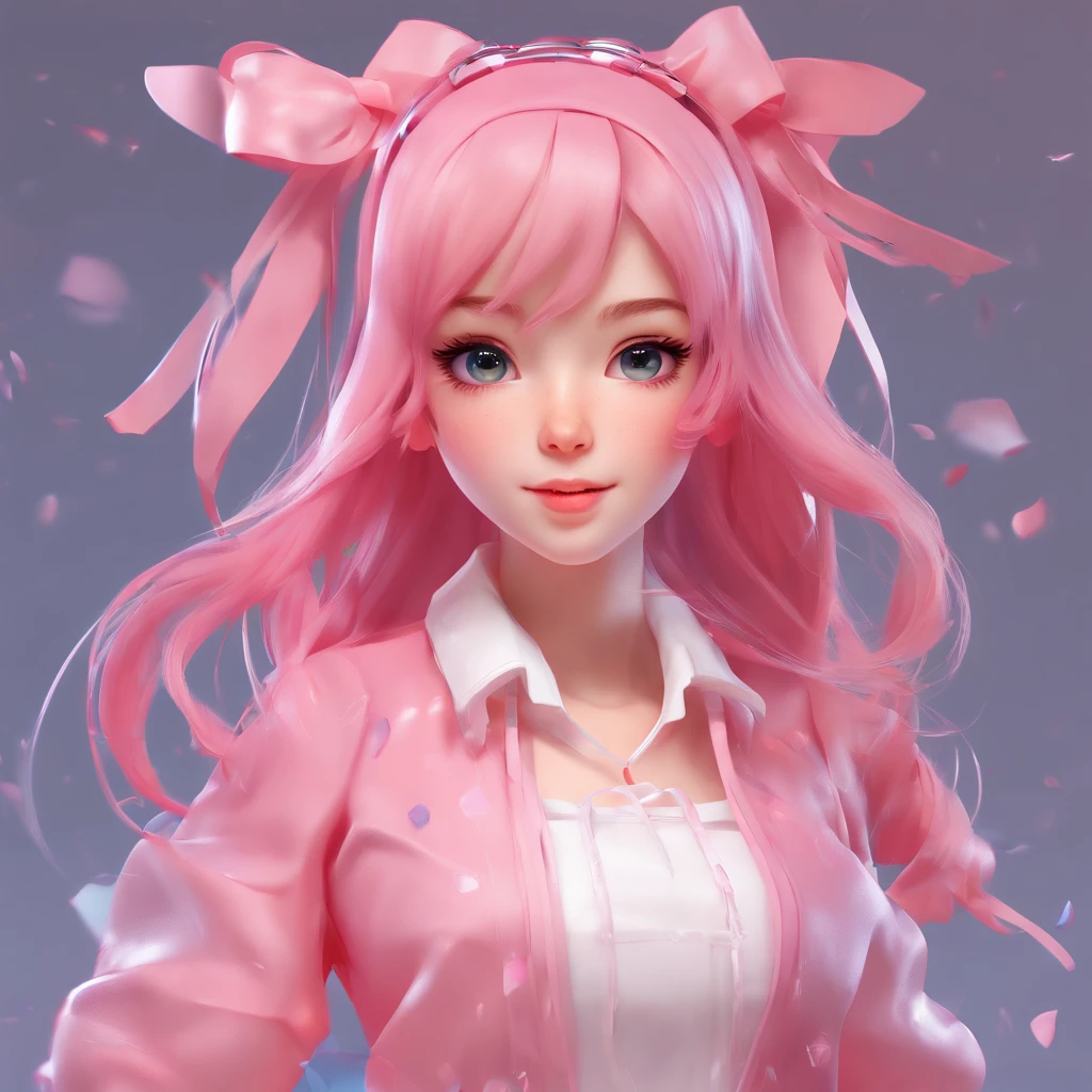 Anime girl with pink hair and a bow in her hair, kawaii retrato realista, Guweiz, portrait of magical young girl, personagem bonito, estilo de arte bonito, anime moe artstyle, character art of maple story, retrato bonito, retrato bonito da menina do anime, Retrato de um pequeno personagem, Arte no estilo de Guweiz, splash arte anime loli