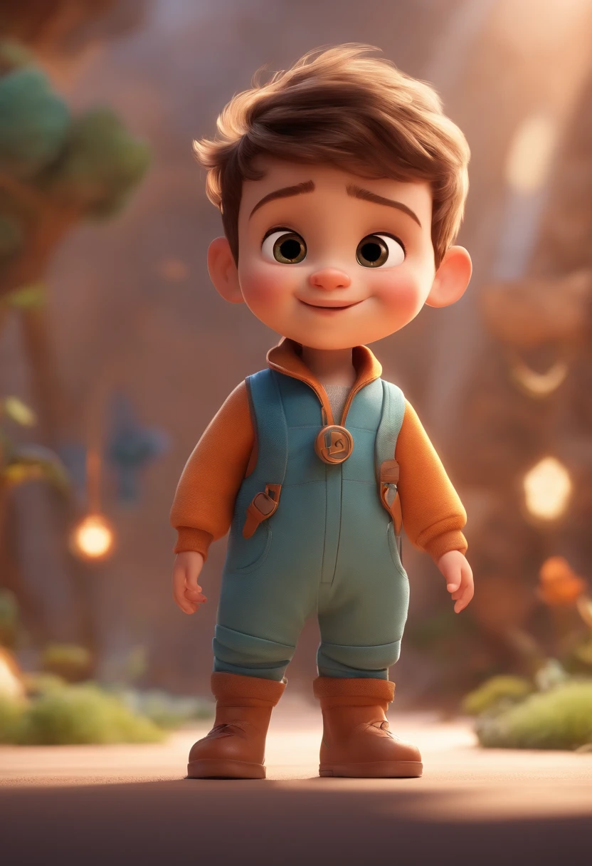 a happy cute ??? standing short hair, vestindo uma fantasia espacial, , fundo branco, barnet, tom, Estilo Pixar, ..3d, desenhos animados, rosto detalhado, asymmetrical 16k