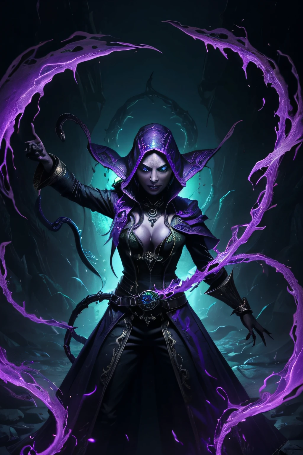 (A powerful venomous mage:1.2), (captured with a high-resolution camera:1.2), (conveying the mastery of toxic magic and the intimidating aura of the mage:1.1), (creating an image that portrays the enigmatic and dangerous essence of the venomous mage:1.1).