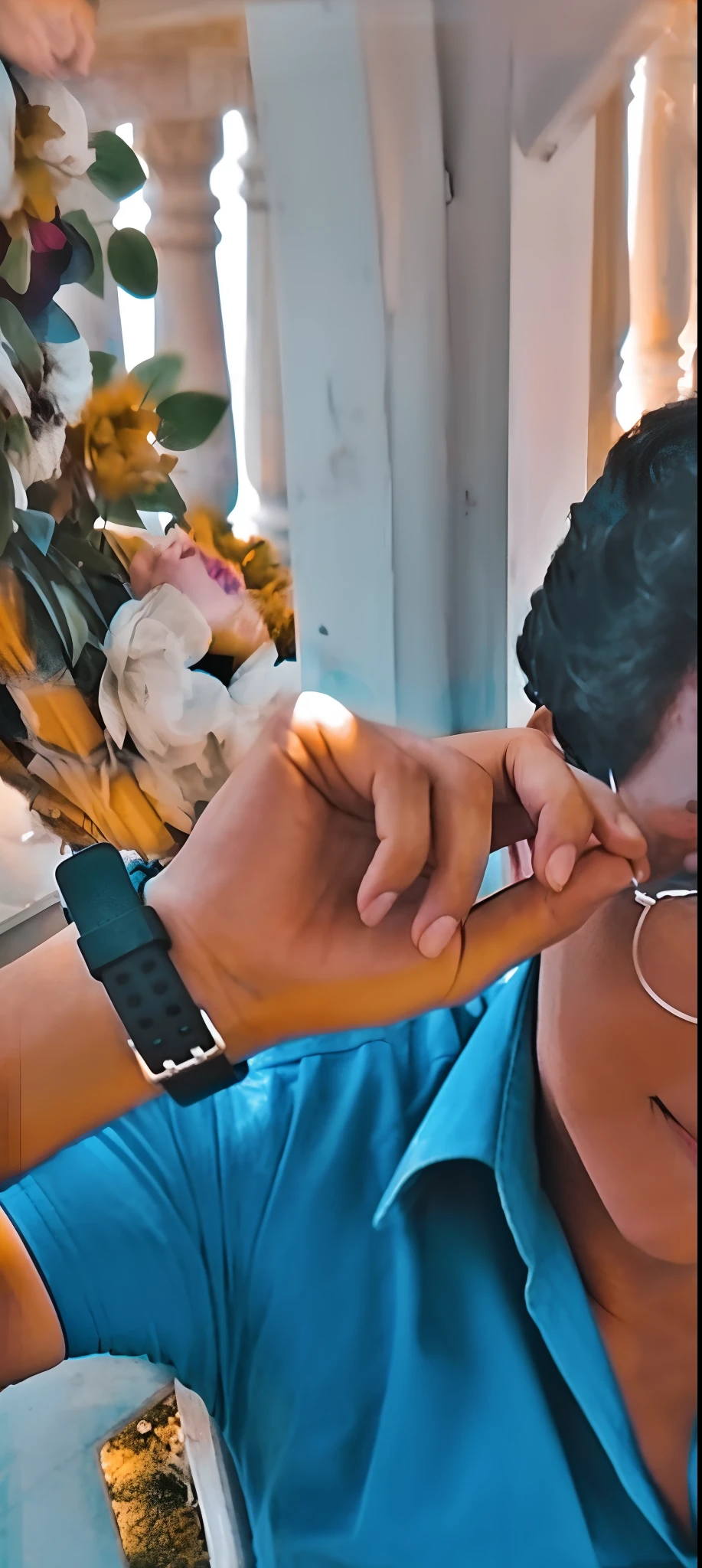 there is a man sitting on a blue chair with his hands on his head, he wears a blue shirt, sitting on a table, wearing a light blue shirt, sitting on bench, sitting on a bench, with a cool pose, blue shirt, sitting on the table, edited in photoshop, casual photography, sitting on a mocha-colored table, inspired