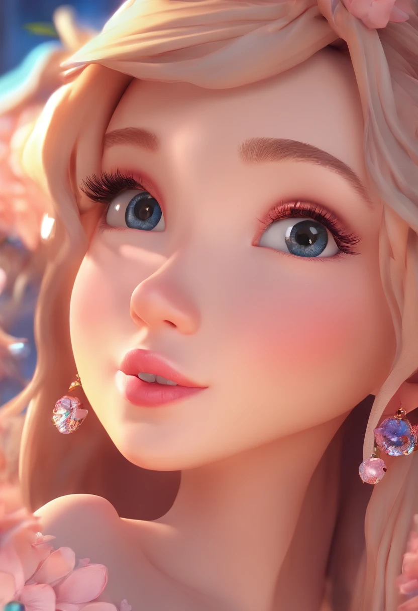 best quality, master part, fotorrealista, extremamente detalhado CG unidade 8k papel de parede, Chibi,1girl, Elsa,sozinho, cheio_corpo, sorrir, Olhando_em_visualizador, ao ar livre,
