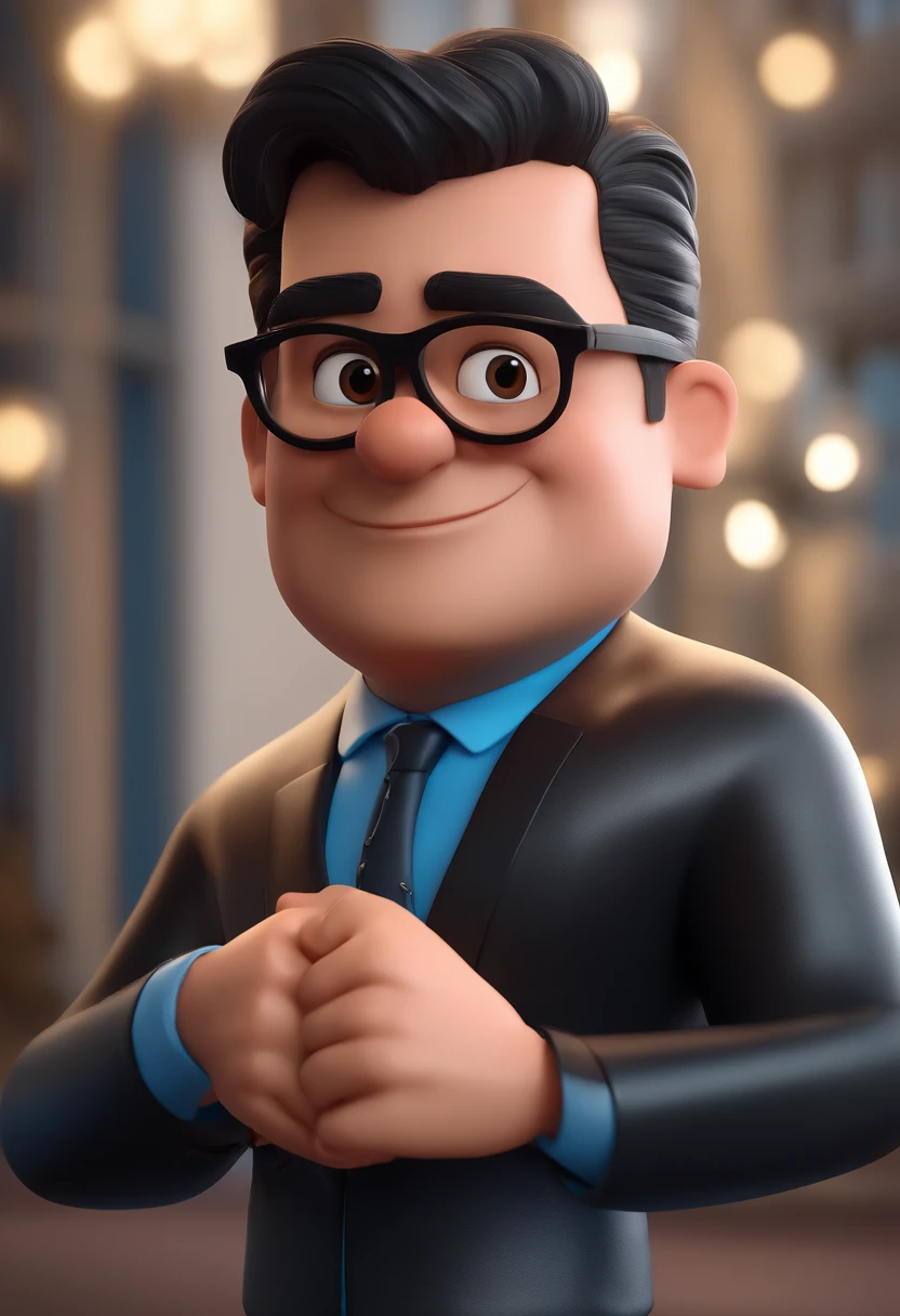 Cartoon character of a man with black glasses and a blue shirt, animation character, Caractere estilizado, animation style rendering, 3D estilizado, Arnold Maya render, 3 d render stylized, toon render keyshot, Personagem 3D, Personagem 3D, 3d rendering stylized, 3 d character render, personagem de desenho animado, Personagem de close up, Pose de personagem, (Estilo Pixar) (master part:1.2) (Bokeh) (best quality) (pele detalhada) (textura detalhada) (8k) (argila) (Cinematic lighting) (foco nítido