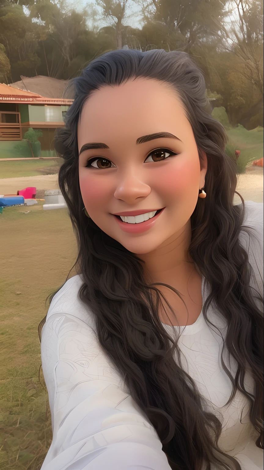 desenho animado de uma mulher com cabelo longo e cacheado sorrindo