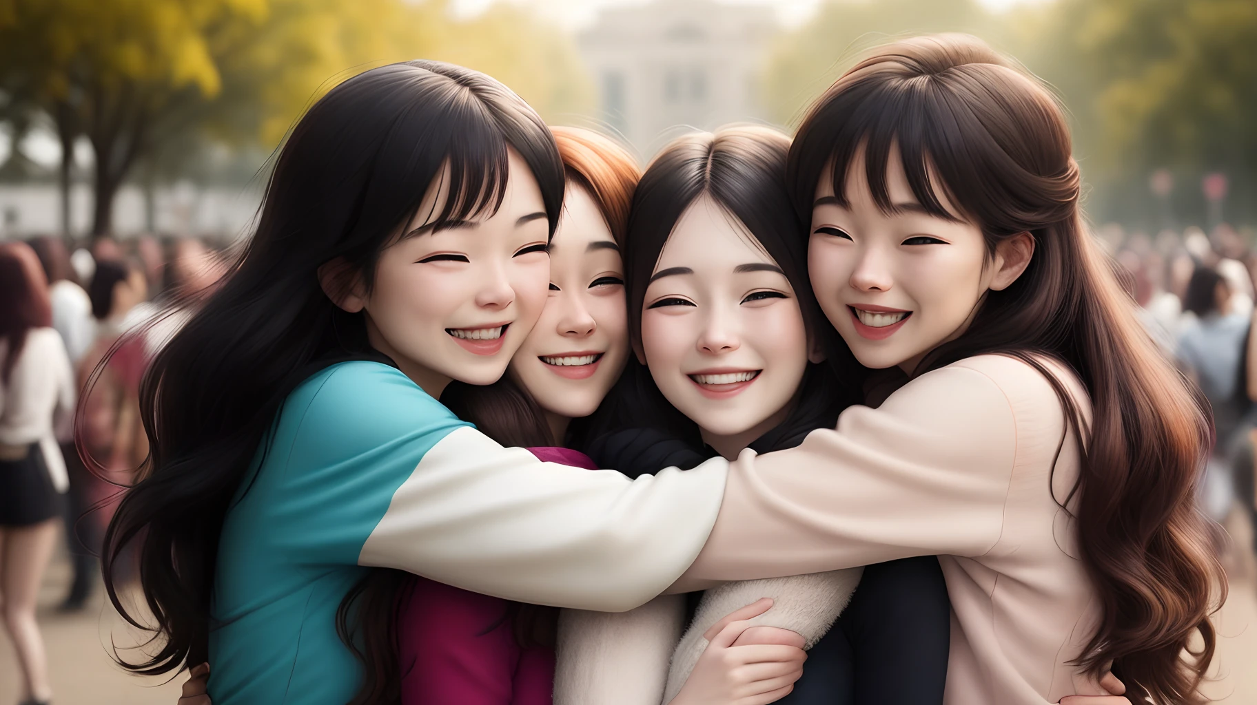 Group of women in happy hugging