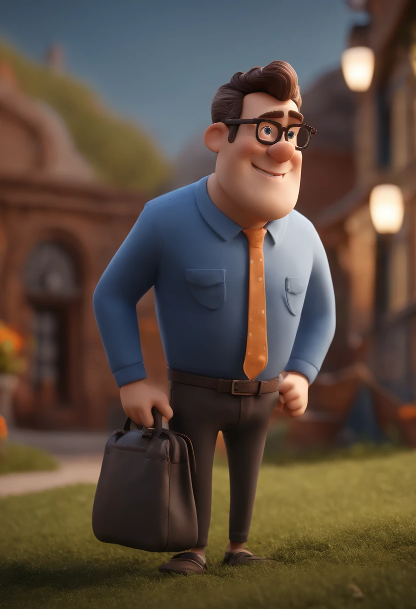 Cartoon character of a man with black glasses and a blue shirt, animation character, Caractere estilizado, animation style rendering, 3D estilizado, Arnold Maya render, 3 d render stylized, toon render keyshot, Personagem 3D, Personagem 3D, 3d rendering stylized, 3 d character render, personagem de desenho animado, Personagem de close up, Pose de personagem,  (Estilo Pixar) (master part:1.2) (Bokeh) (best quality) (pele detalhada) (textura detalhada) (8k) (argila) (Cinematic lighting) (foco nítido