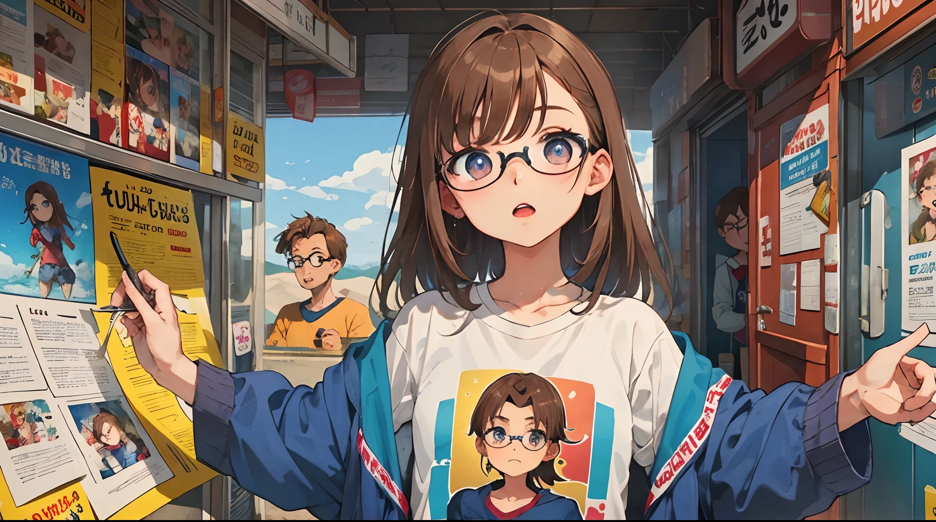 Poster of a Disney Pixar animated film of a 24-year-old white man, magro de olhos castanhos, Brown hair wearing prescription glasses, com uma mochila nas costas, com uma camisa preta e uma camisa quadriculada por cima aberta. No fundo uma imagem de uma universidade. The name of the film is "Engenheiros", written at the bottom of the poster.