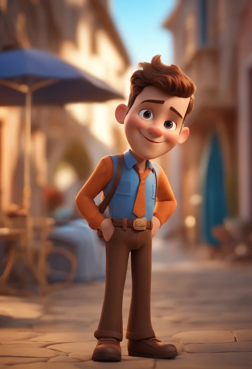 , Um homem branco, magro com rosto fino ,careca , com barba , com blusa social moderna , na frente de um fundo  ,Caractere estilizado, animation style rendering, 3D estilizado, Arnold Maya render, 3 d render stylized, toon render keyshot, Personagem 3D, Personagem 3D, 3d rendering stylized, 3 d character render, personagem de desenho animado, Personagem de close up, Pose de personagem,  (Estilo Pixar) (master part:1.2) (Bokeh) (melhor