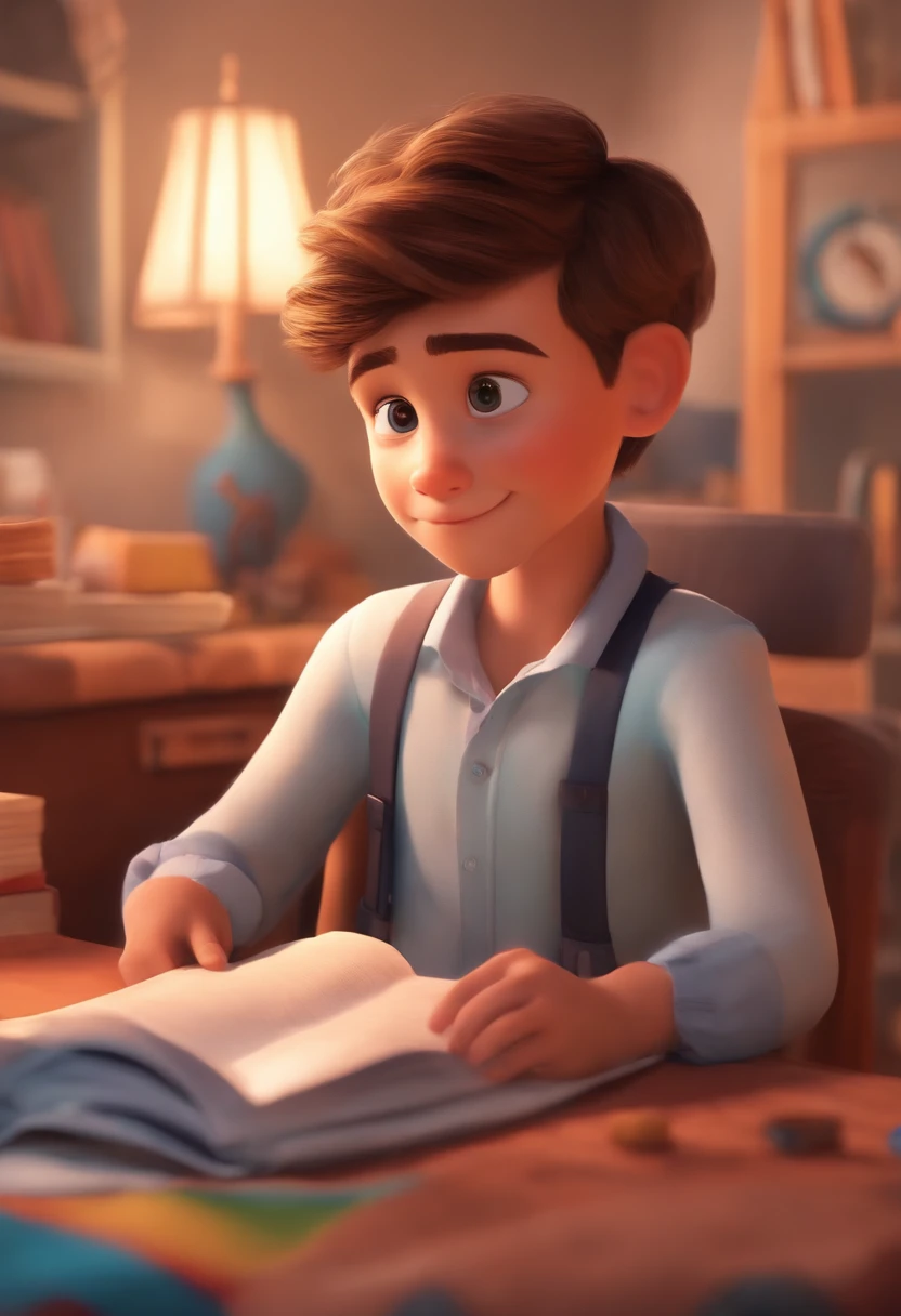 Image of a boy for a story in a YouTube video in Pixar format, He's the allabester, He's the class leader, He's outgoing, Playful and gets up for a lot of things