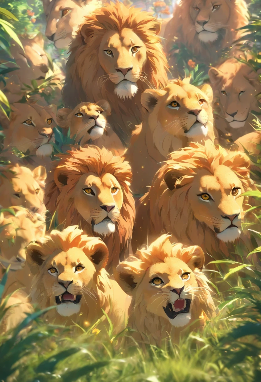 ao lado de;That of the lions, best quality, Very high resolution, CG detalhado 4K, master part, Plantas de modelos 3D, Poses frontais e laterais para modelagem 3D, Conceito-Arte