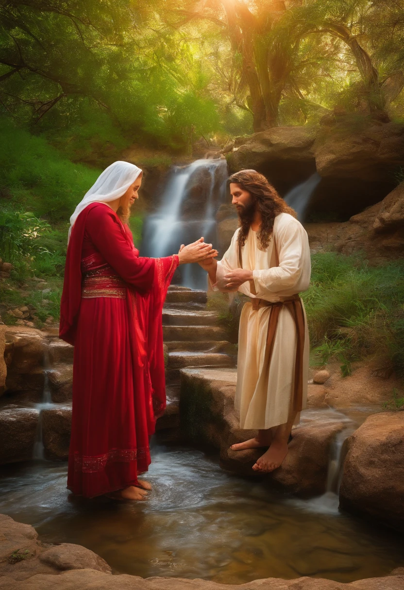 Create a Sena of Jesus and Samaritan Woman at Jacob's Well