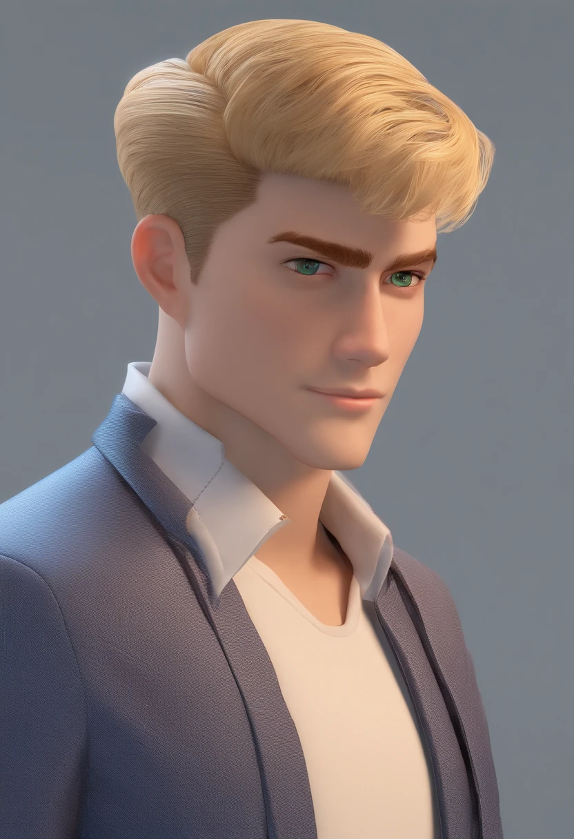 Estilo Pixar: fami, Um pai moreno com cabelos pretos curtos, cabelo estilo caesar haircut e barba curta preta, with green eyes and an average physique, Fair-skinned mother with long blonde hair and green eye, com um corpo bonito. Uma menina de 7 anos com olho azul, com o cabelo longo, liso e loiro e um menino com 12 anos com olho azul, com cabelo na cor loiro, cabelo curto estilo side part pompadour. Background of a mountain by the sea