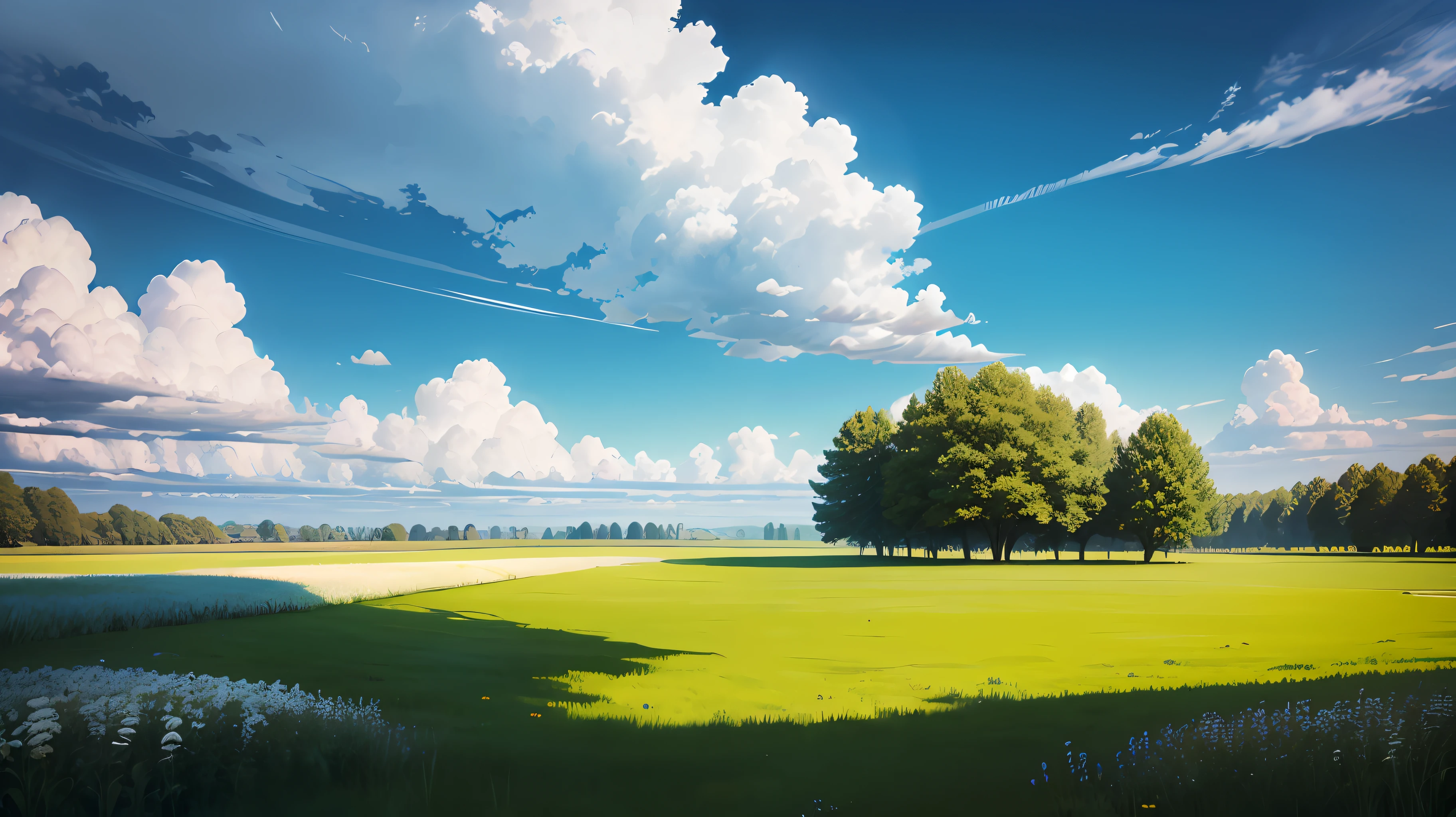 grass field，2560*1920 resolution，27 inches，Wallpapers，with blue sky and white clouds