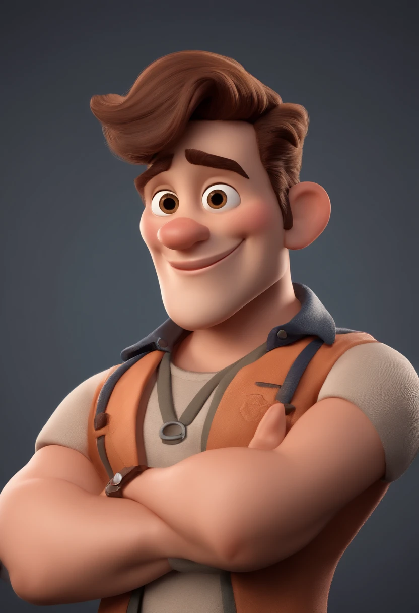 Personagem de desenho animado de um homem usando camisa pretade academia , um personagem animado, Caractere estilizado, animation style rendering, 3D estilizado, Arnold Maya render, 3 d render stylized, toon render keyshot, Personagem 3D, Personagem 3D, 3d rendering stylized, 3 d character render, personagem de desenho animado, Personagem de close up, Pose de personagem, (Estilo Pixar) (master part:1.2) (Bokeh) (best quality) (pele detalhada) (textura detalhada) (8k) (argila) (Cinematic lighting) (foco nítido,Senta e vaza a parte superior do corpo