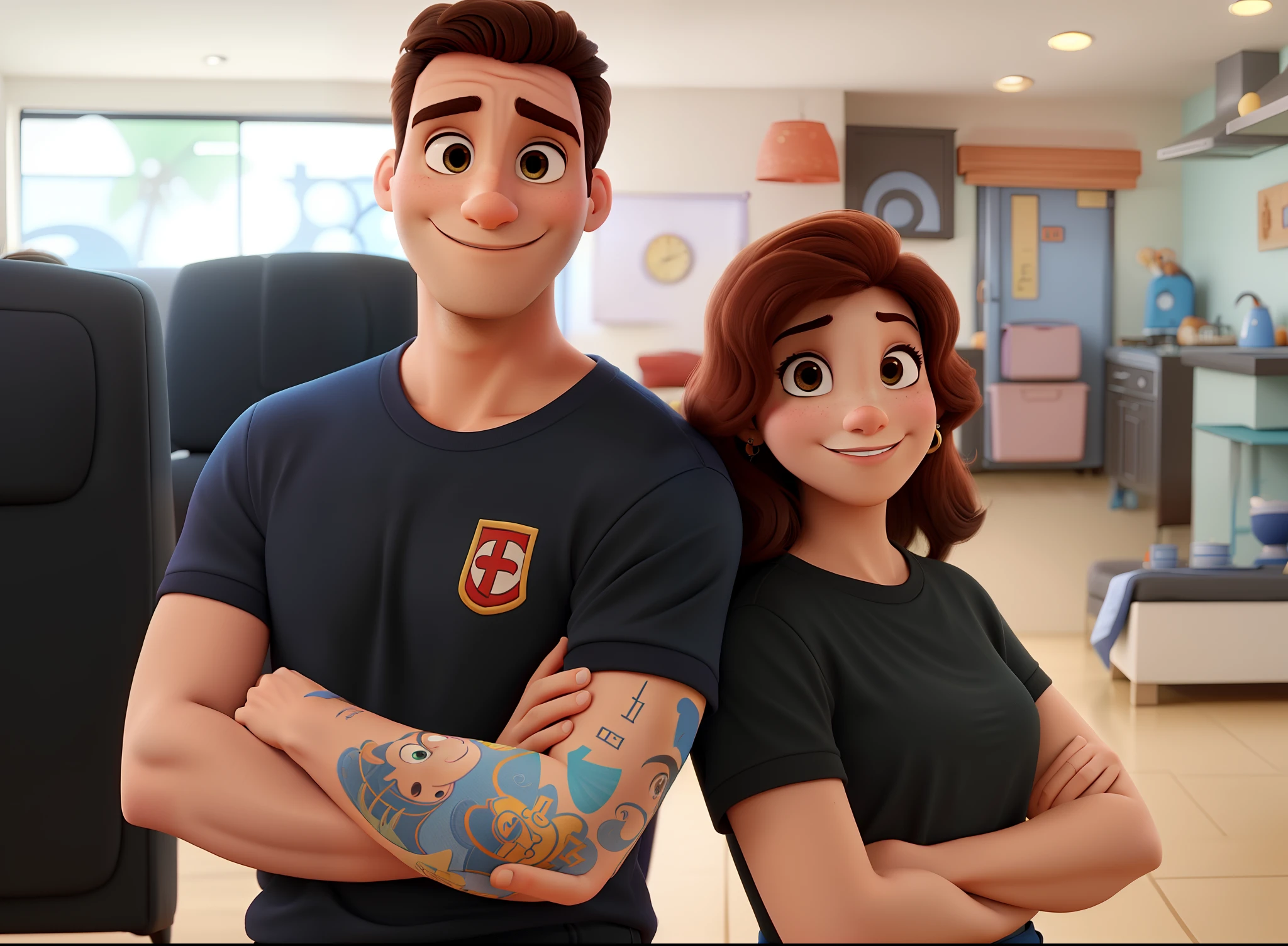 Um casal estilo Disney pixar, alta qualidade, melhor qualidade