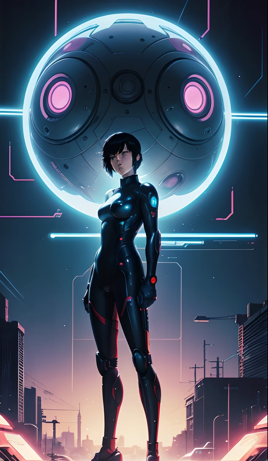 90's vintage anime style Ghost in the Shell, robotics, scifi, Futuristic, surrealism, akira style, Advance Suit, detailed line art, Fine details, Greg Lutkowski Makoto Shinkai Kyoto Animation Key Art Feminine eye-level shots --auto