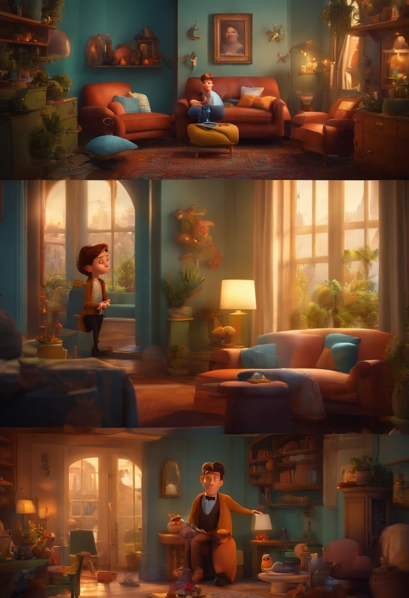 A Dream Architect Inspired by Pixar Animation, de perto. Facial expressions are captivating, com um toque de irrealidade.