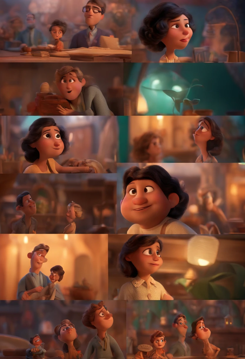 A Dream Architect Inspired by Pixar Animation, de perto. Facial expressions are captivating, com um toque de irrealidade.