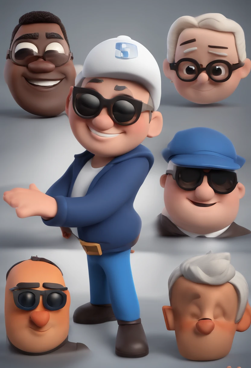 Cartoon character of a man with black glasses and a blue shirt, animation character, Caractere estilizado, animation style rendering, 3D estilizado, Arnold Maya render, 3 d render stylized, toon render keyshot, Personagem 3D, Personagem 3D, 3d rendering stylized, 3 d character render, personagem de desenho animado, Personagem de close up, Pose de personagem, (Estilo Pixar) (master part:1.2) (Bokeh) (best quality) (pele detalhada) (textura detalhada) (8k) (argila) (Cinematic lighting) (foco nítido
