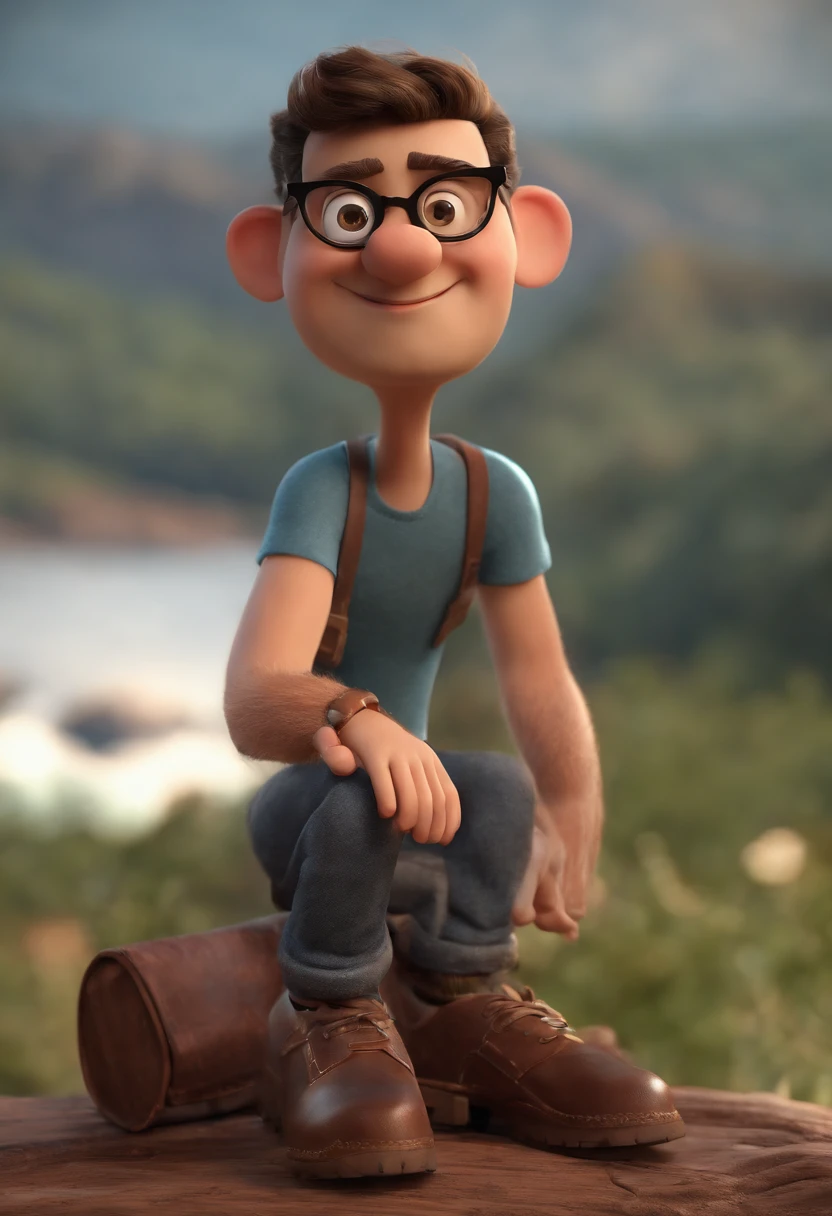 Cartoon character of a man with black glasses and a blue shirt, animation character, Caractere estilizado, animation style rendering, 3D estilizado, Arnold Maya render, 3 d render stylized, toon render keyshot, Personagem 3D, Personagem 3D, 3d rendering stylized, 3 d character render, personagem de desenho animado, Personagem de close up, Pose de personagem, (Estilo Pixar) (master part:1.2) (Bokeh) (best quality) (pele detalhada) (textura detalhada) (8k) (argila) (Cinematic lighting) (foco nítido