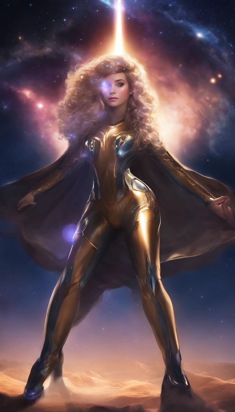best quality, masterpiece, jp-Kraasni-50 1girl,      solo, from front, front view, half shot, looking away, detailed background, detailed face, (<lora:DecorationBundlev2:0.6> EbonyGoldAI theme:1.1), cosmic traveler, wearing high-tech orange space suit,  insignia,  excited, lost in space, drifting in space, the final frontier, floating particles,  comet in background, alien bioluminescence, epic  atmosphere,   <lora:detail_slider_v4:2>