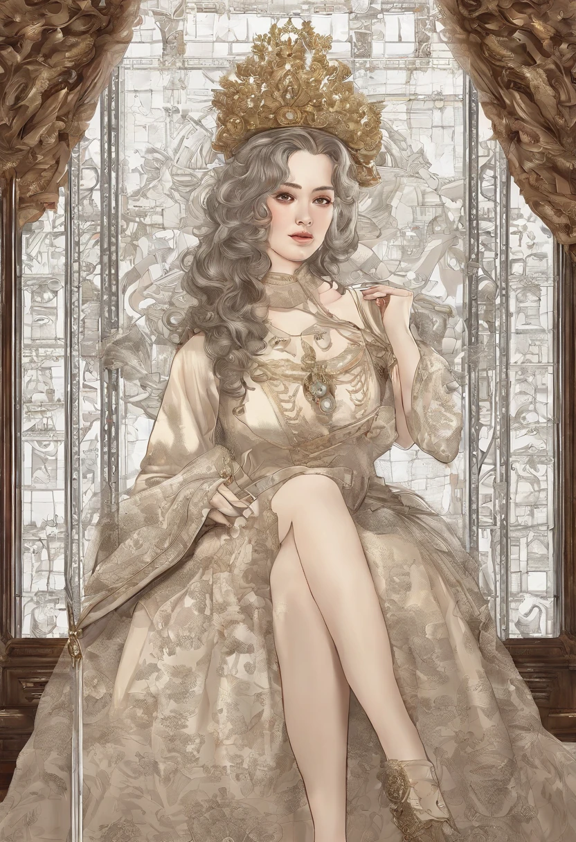 1 British noble princess，in the farm，(get down on the bed:1.2)，(Being touched by dog:1.5)，(Being stroked by a dogs crotch)，seen from the side （（（tmasterpiece）））， （（best qualtiy））， （（intricately details））， （（ultra-realistic realism））， Ridiculous res， A MILF， Mature woman， ssee-through， highly detailed， illustratio， 1girll， （（Large breasts））， (areola of breast)，perfect hand， detailed finger， Beautiful detailed eyes， Wavy curly hair， with brown eye， name badge， vd， （European medieval aristocratic clothing：1.2）， a skirt，White stockings， 耳Nipple Ring， detailedbackground， Bedrooms， perfect eyes， Seductive eye，Cocked buttocks，Reddened face，(weeping:1.2)，Confused eyes，Desires are satisfied