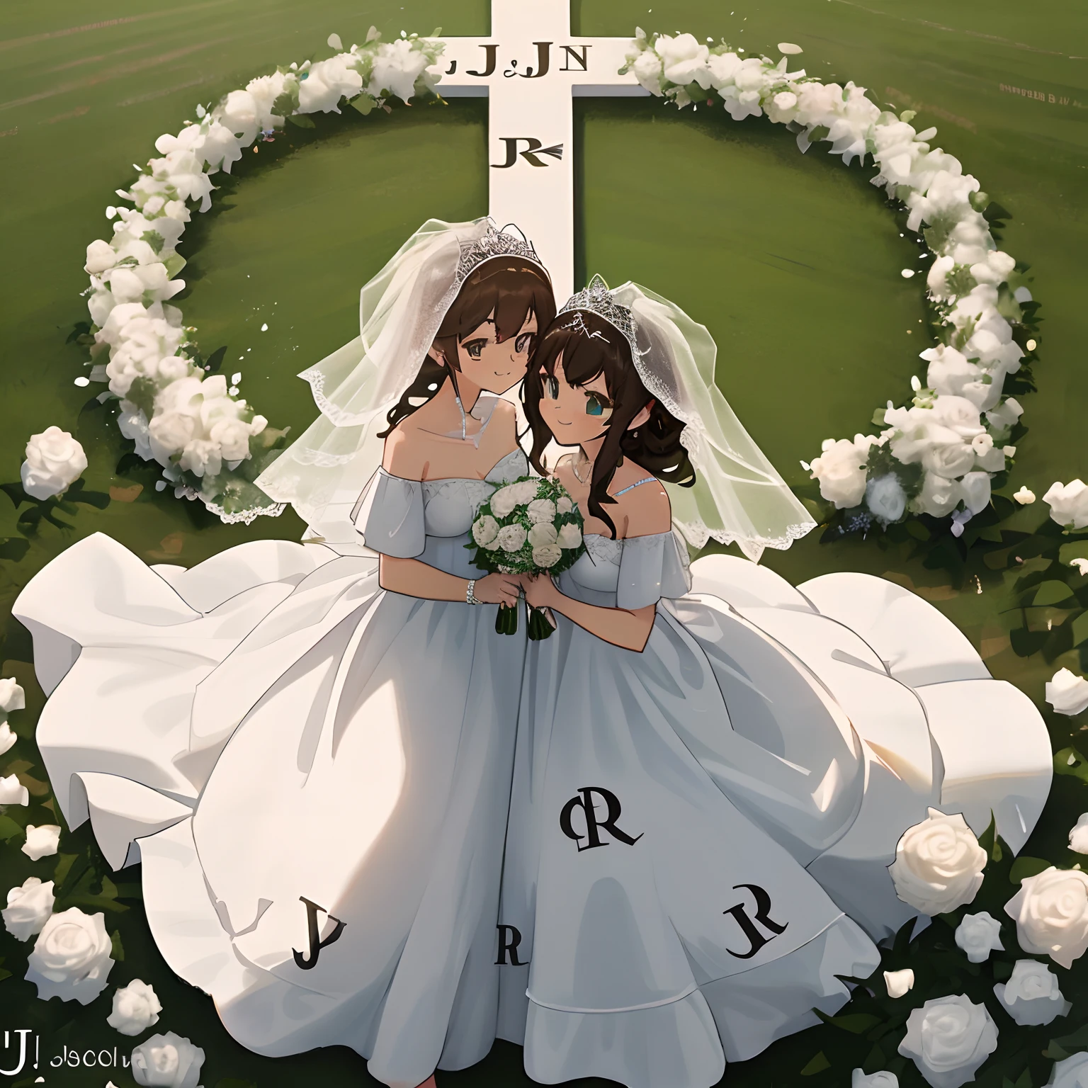 Wedding monogram with the letters "J" and "R"