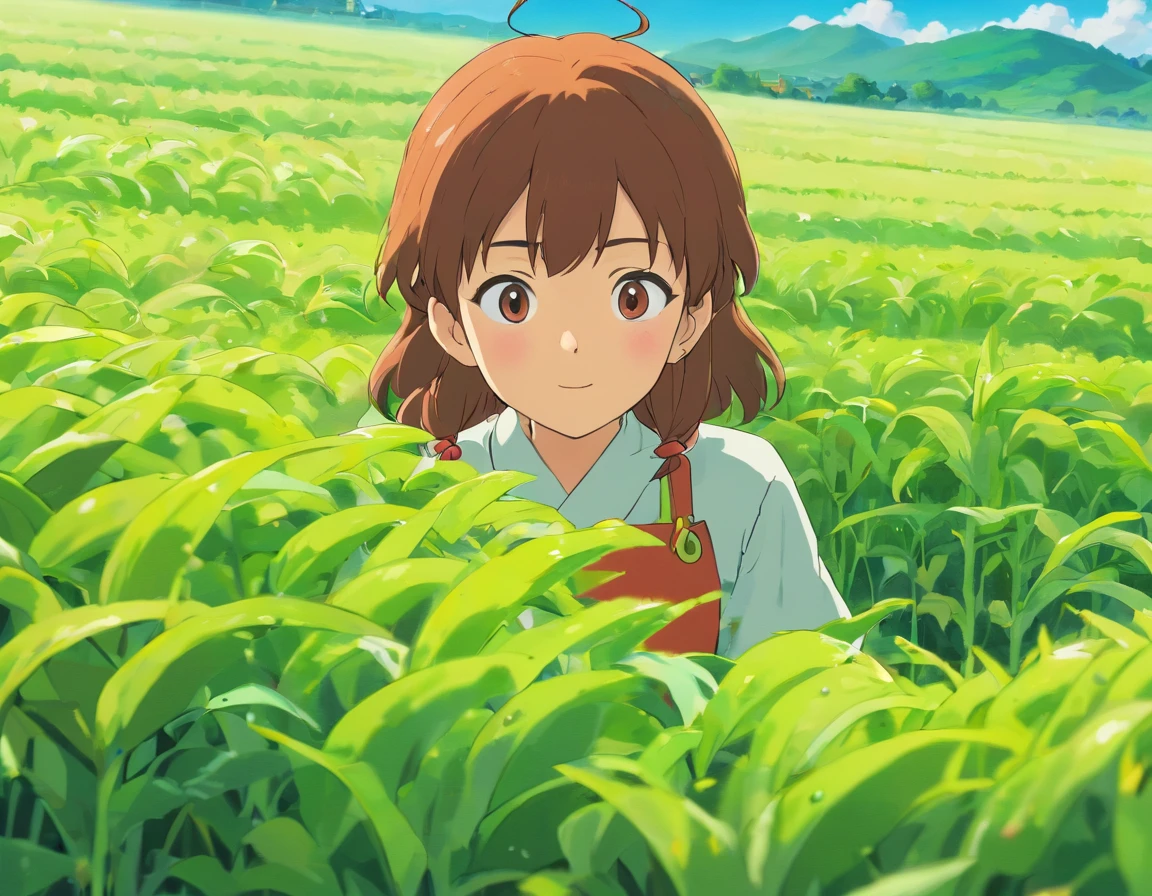 Close-up of crop germination in a field,Cartoon style,hyper HD