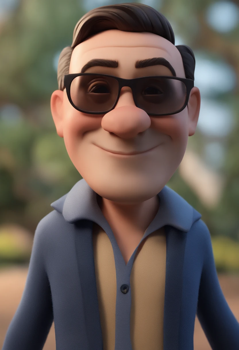 Cartoon character of a man with black glasses and a blue shirt, animation character, Caractere estilizado, animation style rendering, 3D estilizado, Arnold Maya render, 3 d render stylized, toon render keyshot, Personagem 3D, Personagem 3D, 3d rendering stylized, 3 d character render, personagem de desenho animado, Personagem de close up, Pose de personagem,  (Estilo Pixar) (master part:1.2) (Bokeh) (best quality) (pele detalhada) (textura detalhada) (8k) (argila) (Cinematic lighting) (foco nítido