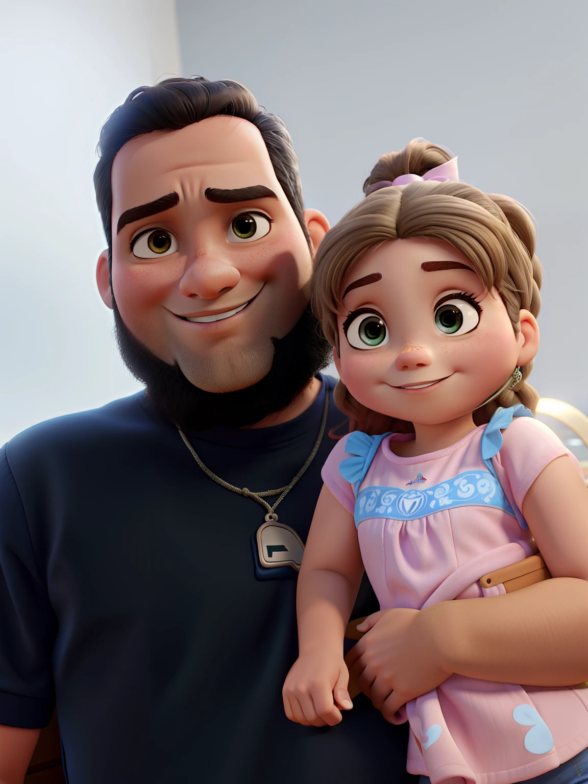 pai e filha estilo disney pixar, alta qualidade
