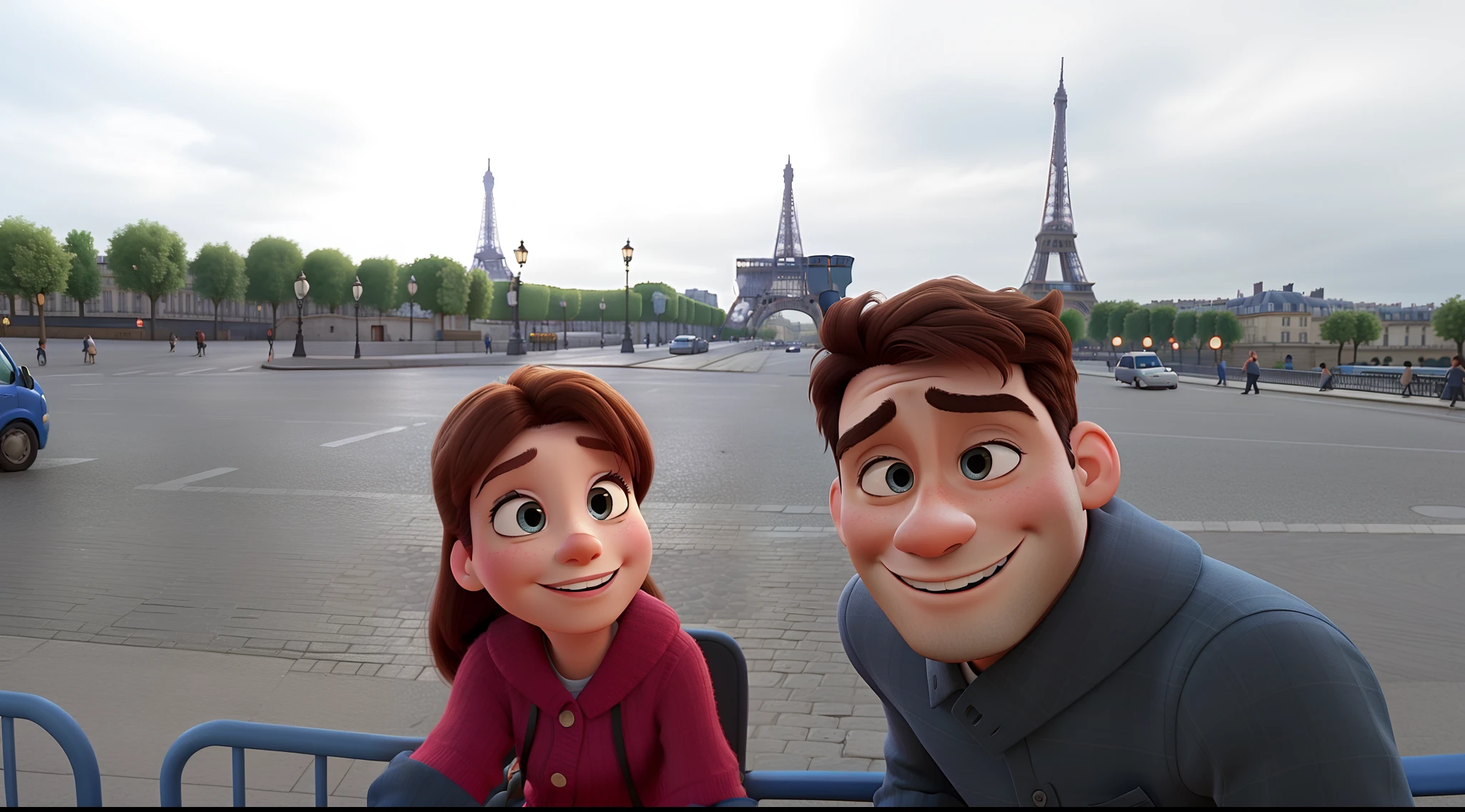 A couple in Paris, pixar style, high quality, best quality