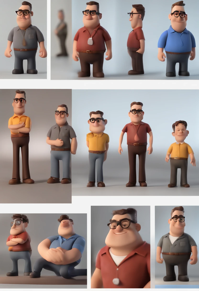 Cartoon character of a man with black glasses and a blue shirt, animation character, Caractere estilizado, animation style rendering, 3D estilizado, Arnold Maya render, 3 d render stylized, toon render keyshot, Personagem 3D, Personagem 3D, 3d rendering stylized, 3 d character render, personagem de desenho animado, Personagem de close up, Pose de personagem, (Estilo Pixar) (master part:1.2) (Bokeh) (best quality) (pele detalhada) (textura detalhada) (8k) (argila) (Cinematic lighting) (foco nítido