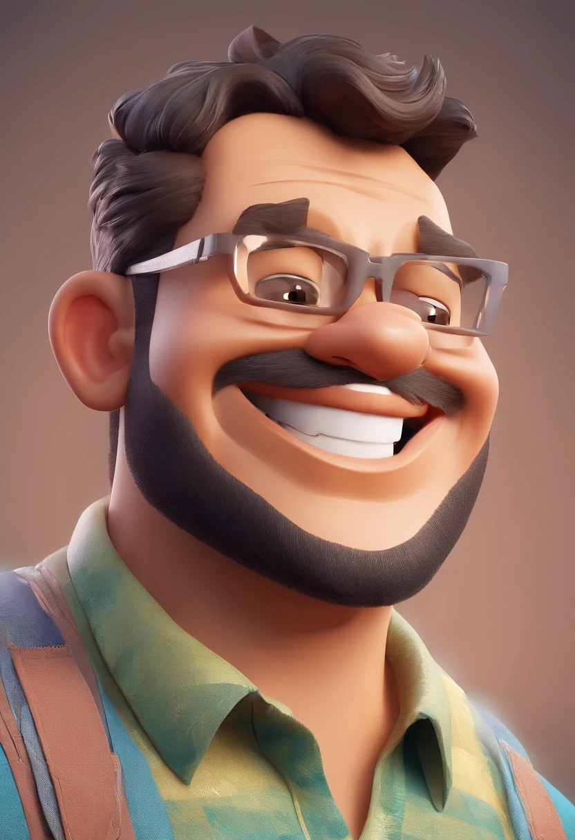 Smiling Man Illustration, sorriso insano, Homem de pele marrom com um sorriso gigante, happily smiling at the camera, sorriso atrevido, he's smiling, sorriso muito grande, Macho sorridente, foto de perfil headshot, rindo sorriso enorme, desenhando no estilo de Arte 3D, c4d, fundo de cor branco puro, estilo disney, estilo pixar render ilustracao Super Detalhe, 8k