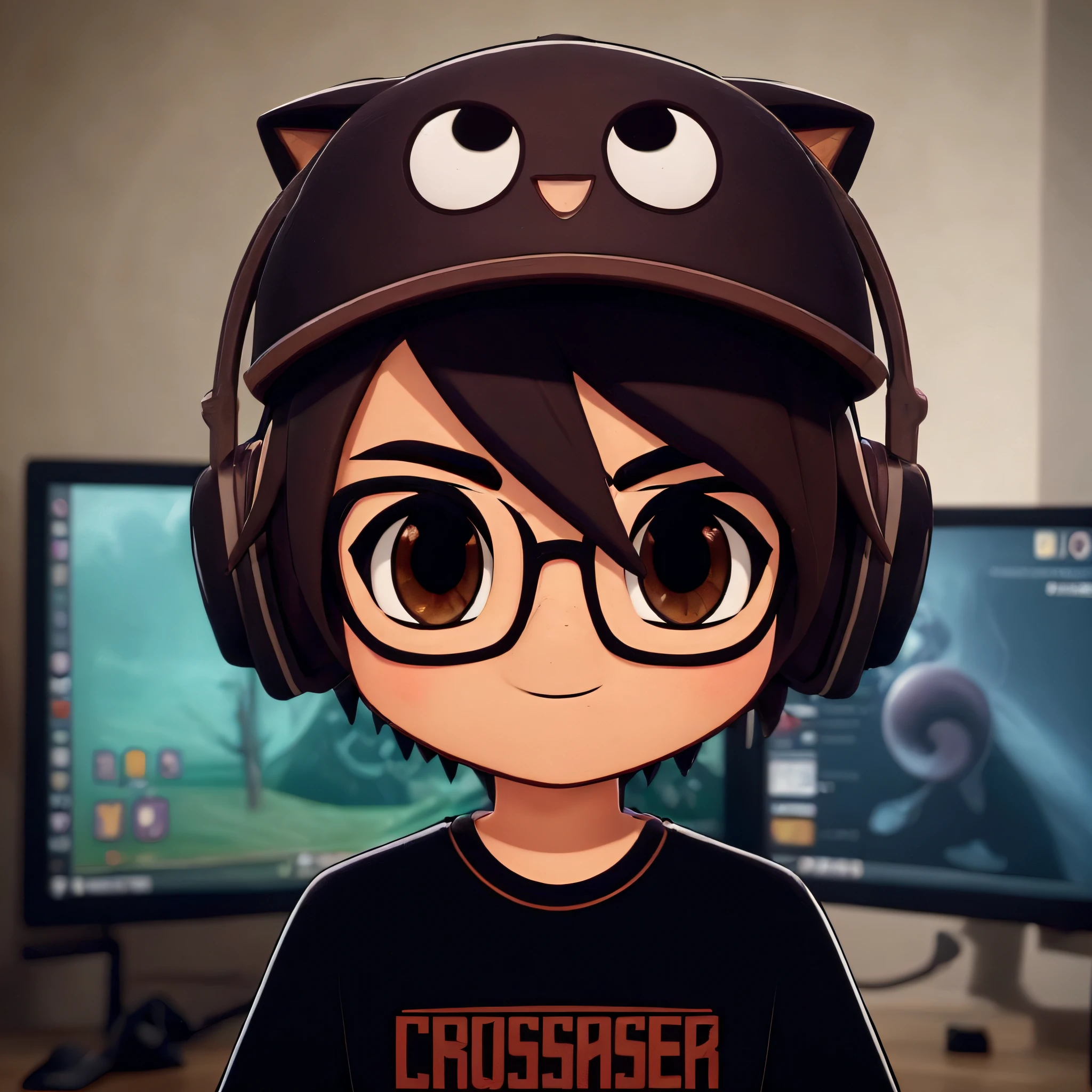 use o mesmo personagem da foto, mas ele esta sem bone e com cabelo alaranjado