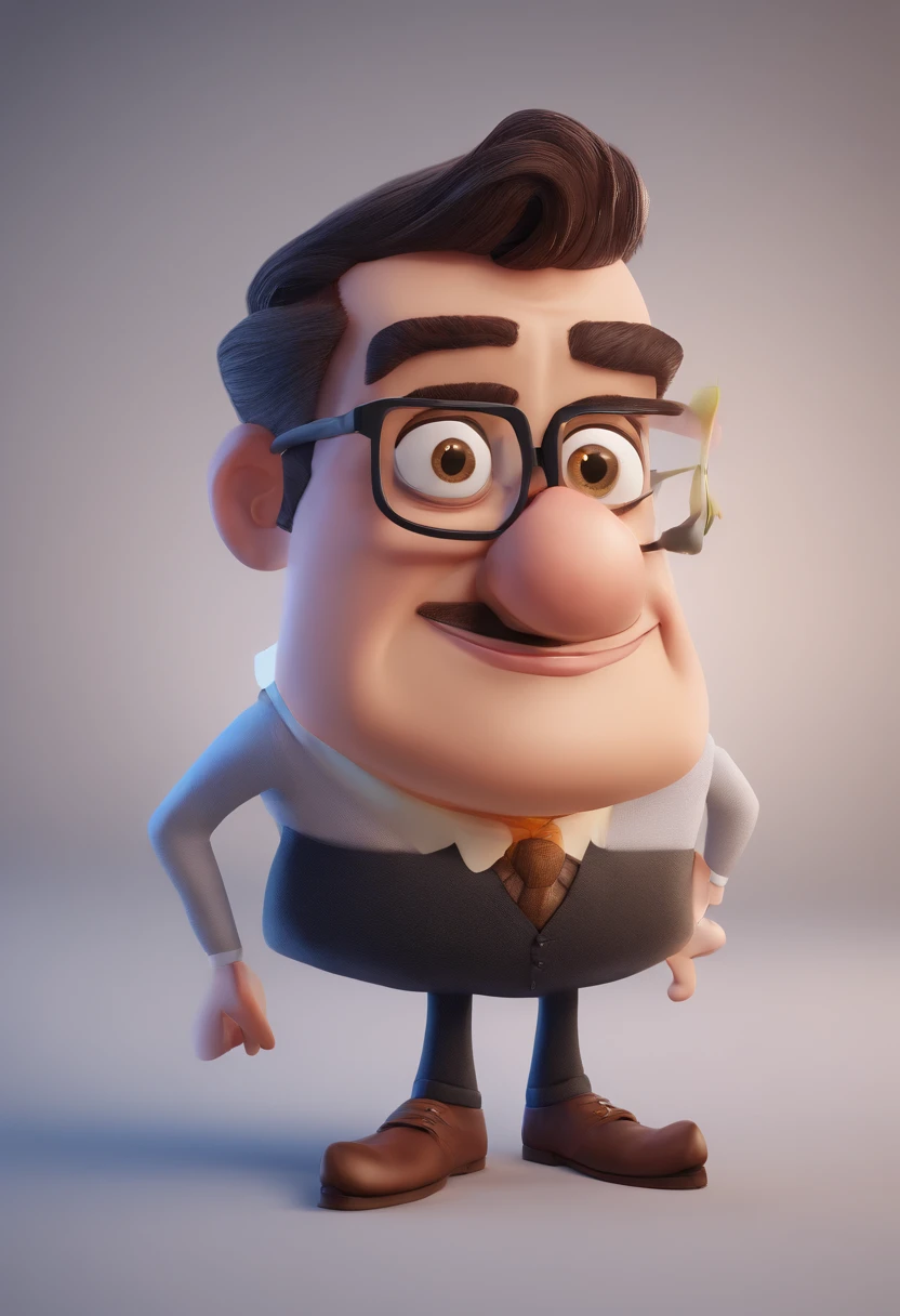 Cartoon character of a man with black glasses and a blue shirt, animation character, Caractere estilizado, animation style rendering, 3D estilizado, Arnold Maya render, 3 d render stylized, toon render keyshot, Personagem 3D, Personagem 3D, 3d rendering stylized, 3 d character render, personagem de desenho animado, Personagem de close up, Pose de personagem, (Estilo Pixar) (master part:1.2) (Bokeh) (best quality) (pele detalhada) (textura detalhada) (8k) (argila) (Cinematic lighting) (foco nítido