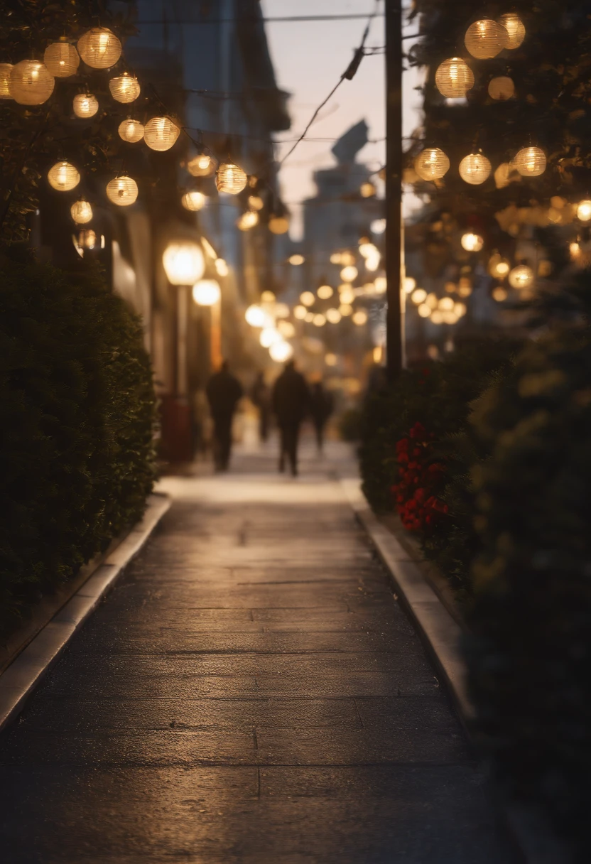 (sem pessoas), unattended, no one, Landscape, inverno, Natal, cidade, tokyolagii, sidewalk, neve, Ilumine-se, Noite, Detalhe HD, ultra detalhe, Film, hiper realismo, luz suave, Foco Profundo Bokeh, ray tracing, pixivgwise Art Station, Makoto Shinkai, germe da arte