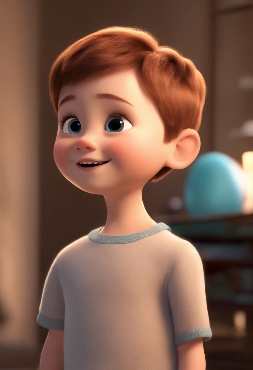 a happy cute  standing short hair, vestindo uma fantasia espacial, , fundo branco, barnet, Tom, Estilo Pixar, ....3d, desenhos animados, rosto detalhado, asymmetrical 16k