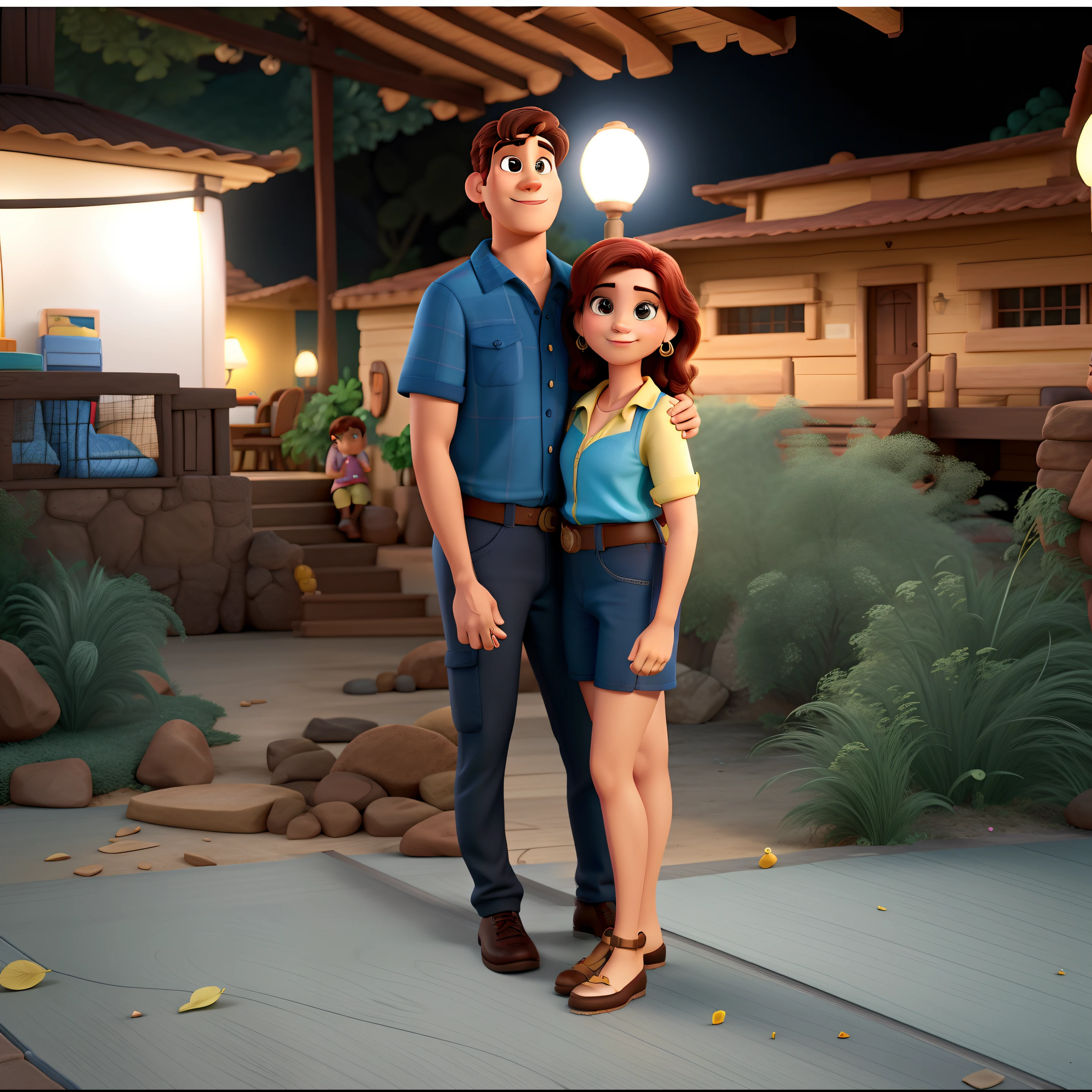 casal homem e mulher no estilo Disney Pixar, alta qualidade, melhor qualidade