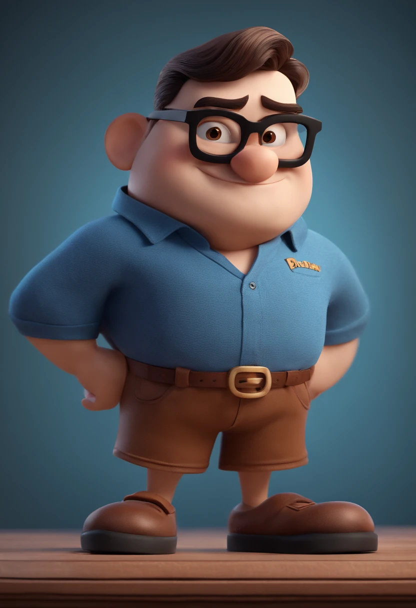 disney pixar style Cartoon character of a man with black glasses and a blue shirt, animation character, Caractere estilizado, animation style rendering, 3D estilizado, Arnold Maya render, 3 d render stylized, toon render keyshot, Personagem 3D, Personagem 3D, 3d rendering stylized, 3 d character render, personagem de desenho animado, Personagem de close up, Pose de personagem, (Estilo Pixar) (master part:1.2) (Bokeh) (best quality) (pele detalhada) (textura detalhada) (8k) (argila) (Cinematic lighting) (foco nítido
