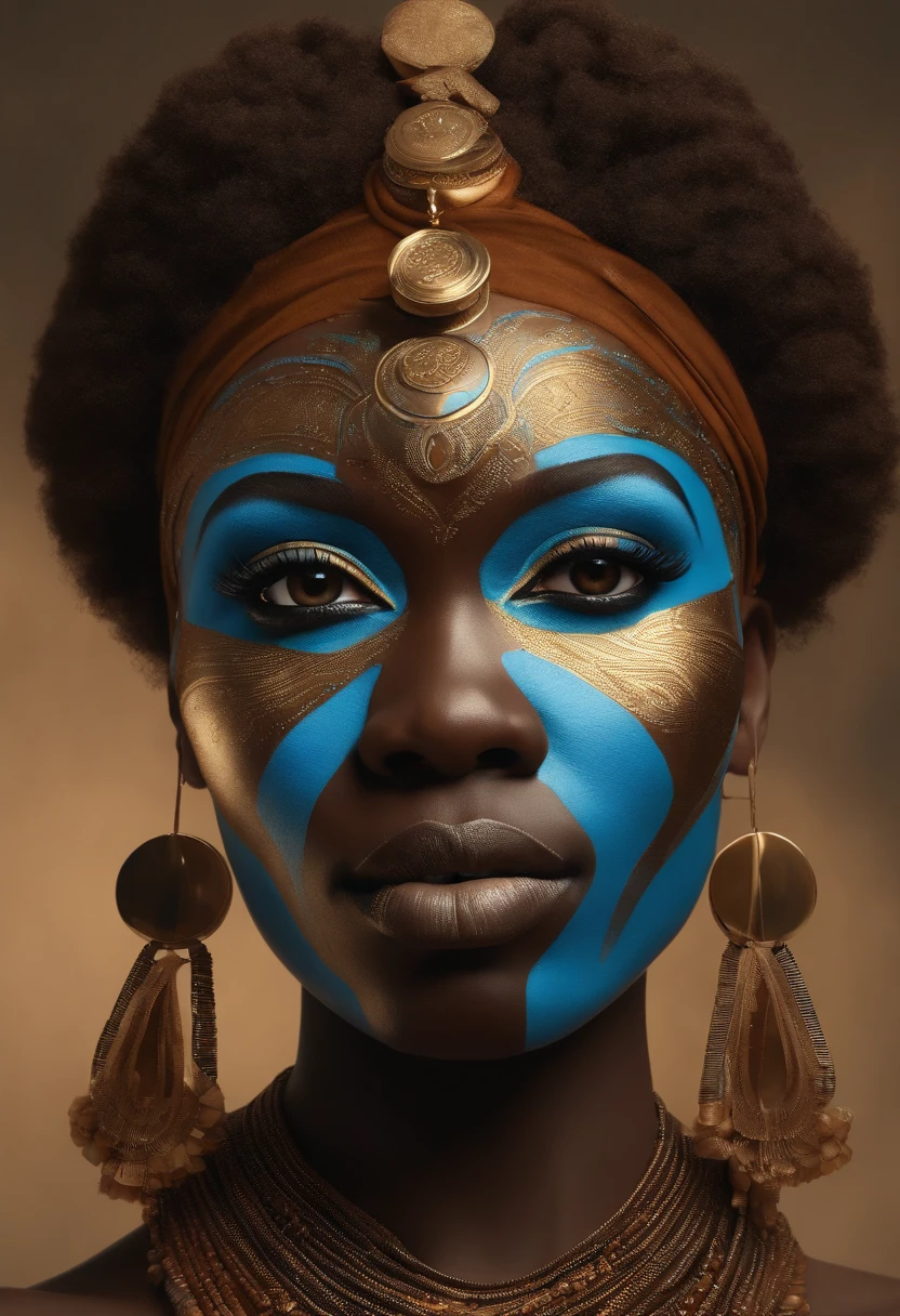 (Rendu 3D professionnel:1.3) de (Réaliste:1.3) La plus belle photo d’art du monde，(((SEULEMENT LE VISAGE)))Yemanja, Orisha, Reine africaine,Vêtements bleus,Orixá reine des océans,couleurs bleues, Porter une ade détaillée et complexe, Regard maternel, Déesse cosmique,impressionnisme,Afrofuturiste, Rendu de l’unité 8K du corps entier, pores de la peau, Éclairage très sombre, ombrage lourd, détaillé, Visage détaillé, (Vibratoire, Photographie réaliste, Réaliste, dramatique, Sombre, mise au point nette, 8k), (Vêtements africains des tribus :1.4), ((((utiliser des tissus)))), (complexe:1.4), décadent, (Très détaillé:1.4), Peinture numérique, rendu par octane, Stations d’art, Concept-Art, lisse, mise au point nette, Germe de l’art, (Loïsh:0.23), WLOP Ilya Kuvshinov, e Greg Rutkowski et Alphonse Mucha Gracias, (Illumination globale, Studiolight, Volumétrique légère), côte, particules flottantes,(((Gros plan Rosto))), ((Fond sombre nuit étoilée:1.3)),CGSesociedade,Stations d’art